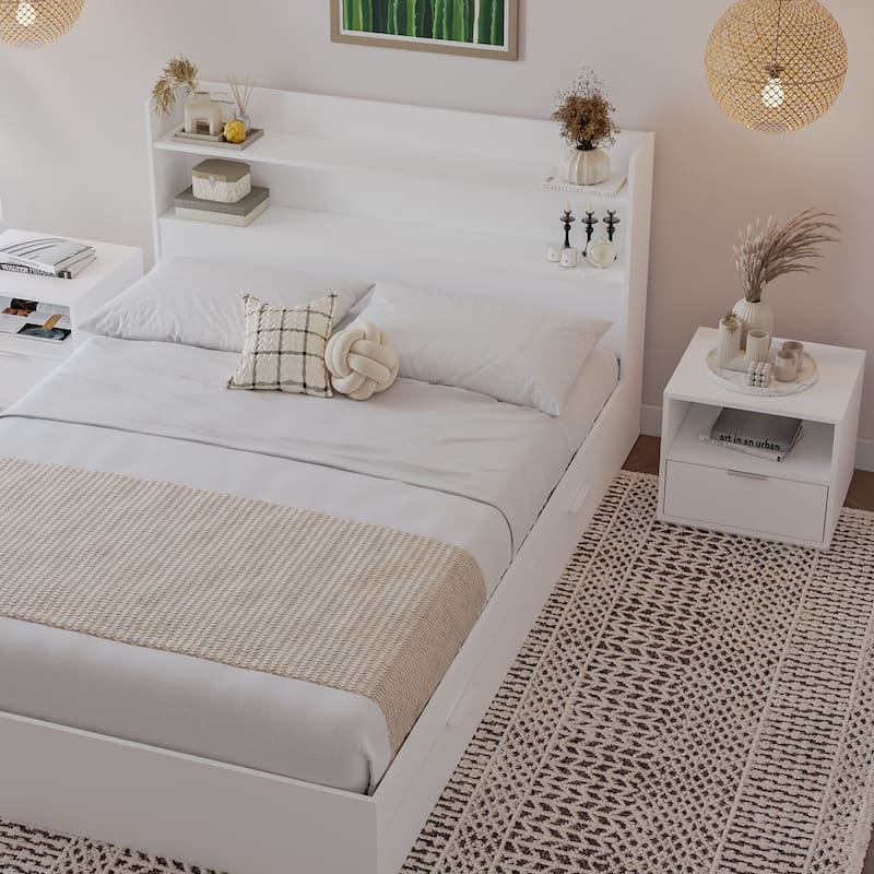 Hunter Platform Bed With Headboard And 2 Nightstands
