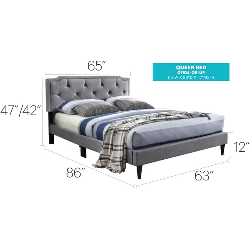 Gray Queen Bed with Casual Style, Neutral Finish and Sturdy Frame for Comfortable Bedroom Retreats and Stylish Living
