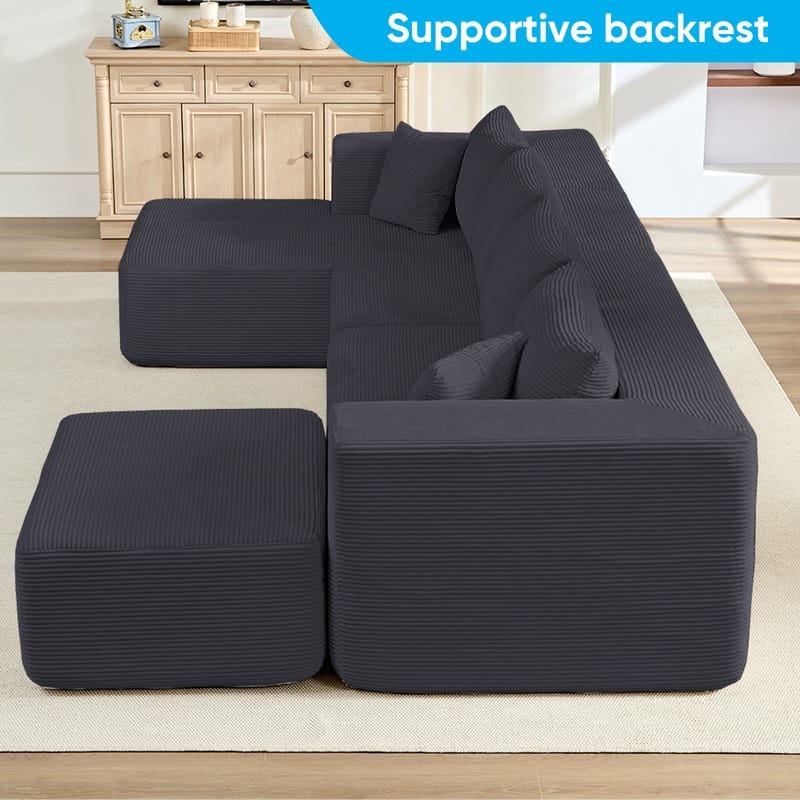Minimalist 135" Oversized Modular Sofa, 4-Pieces Free Combination, No Assembly Required - U-Shaped Sofa