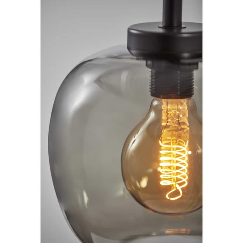 Matte Black Metal Wall Lamp with Clear Globe Shade and Edison Bulb Included - 12” x 7.50” x 12.50” (D x W x H)
