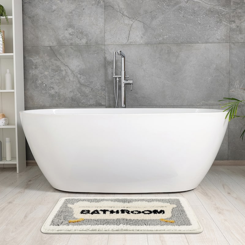 Cute Colorful Bath Mat, Stylish Funny Bathroom Rug with Cute Words, Fluffy Rug