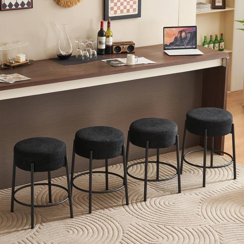 Set of 2 Contemporary Round Bar Stools - 24" Height, Ideal for Kitchens, Coffee Shops, and Bars