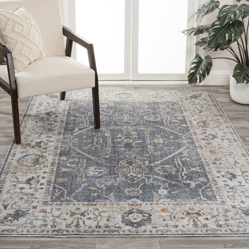 JONATHAN Y Amoeba Rustic Border Low-Pile Machine-Washable Area Rug