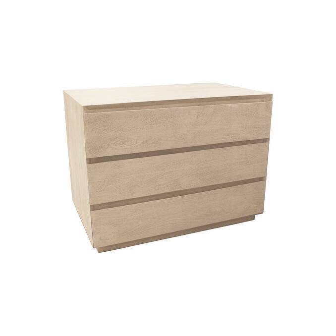 24" Natural Three Drawer Solid Wood Nightstand