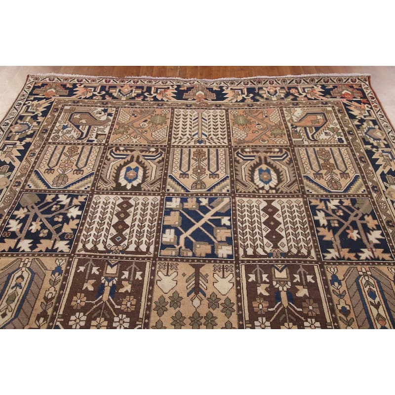 Garden Design Bakhtiari Persian Vintage Rug Hand-Knotted Wool Carpet - 6'10"x 10'2"