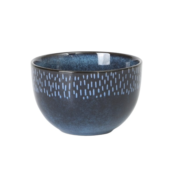 Gibson Elite Matisse 16 Piece Double Bowl Dinnerware Set, Cobalt Blue