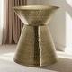 preview thumbnail 8 of 17, 20"L Metal Drum Accent Table with Hammered Design, Contemporary Side, End, and Nightstand Table for Living Room and Bedroom Gold