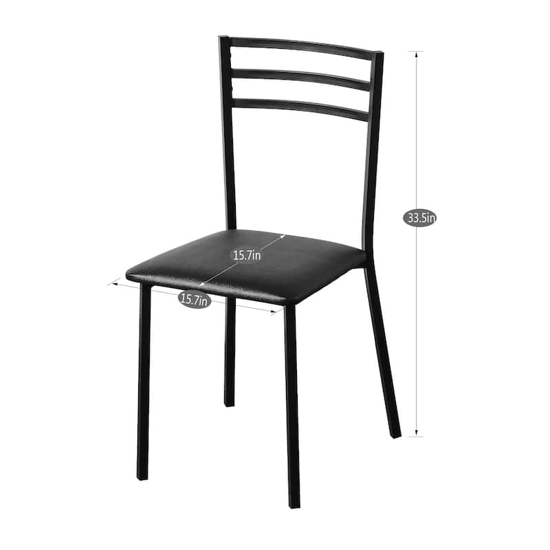 VECELO Modern Dining Chairs Set of 2 with Faux Leather Seat, Black