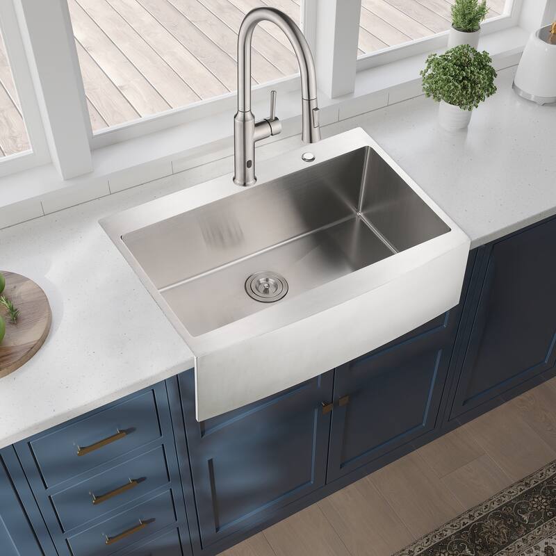 Farmhouse Apron Single Bowl Stainless Steel Kitchen Sink with Workstation