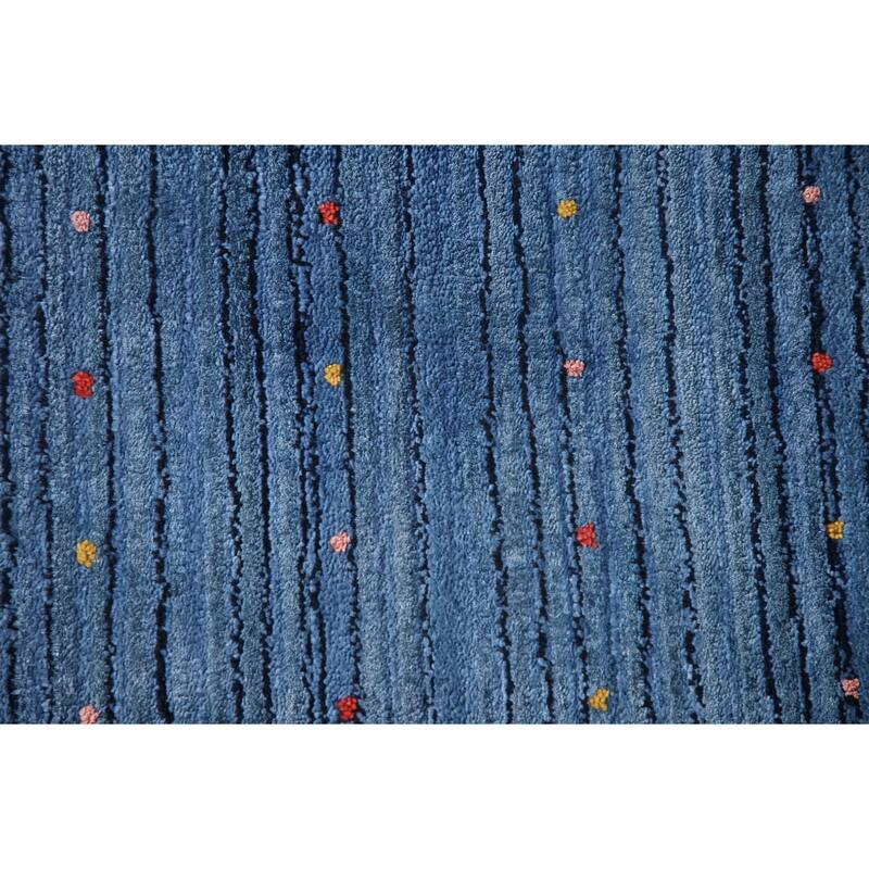 Blue Gabbeh Oriental Area Rug Handmade Living Room Silk Carpet - 8'9"x 11'4"