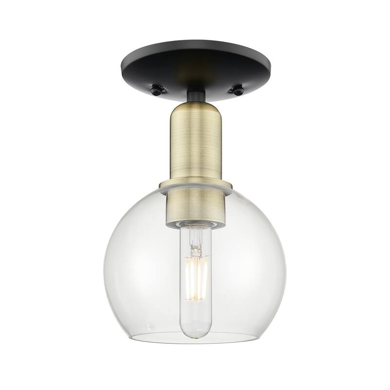 Innovations Lighting Endless Possibilities Arcadia - Athens - 1 Light 6" Semi-Flush Mount - Clear/Black Antique Brass