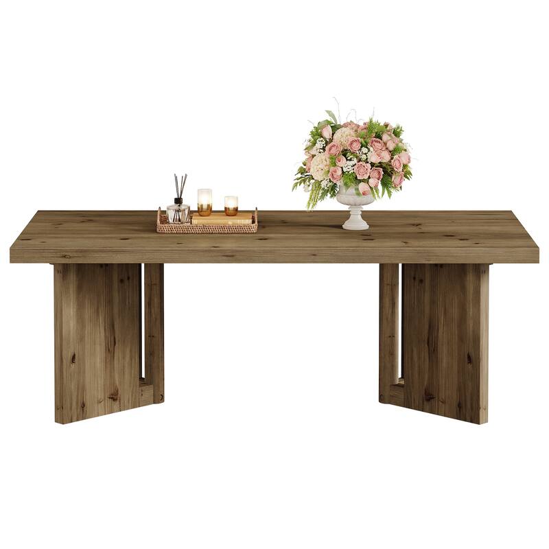 47-Inch Rustic Wood Coffee Table, Farmhouse Rectangle Center Table