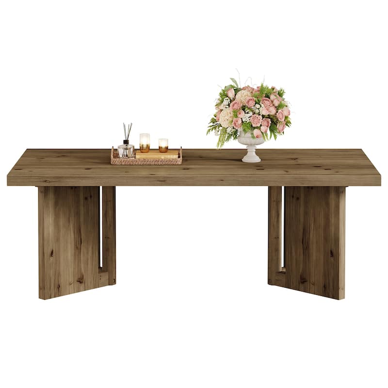 Farmhouse Solid Wood Rectangle Coffee Table, Living Room Center Tea Accent Table