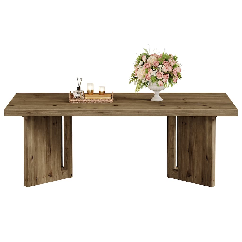 Rustic Wood Coffee Table, 47-Inch Farmhouse Rectangle Center Table