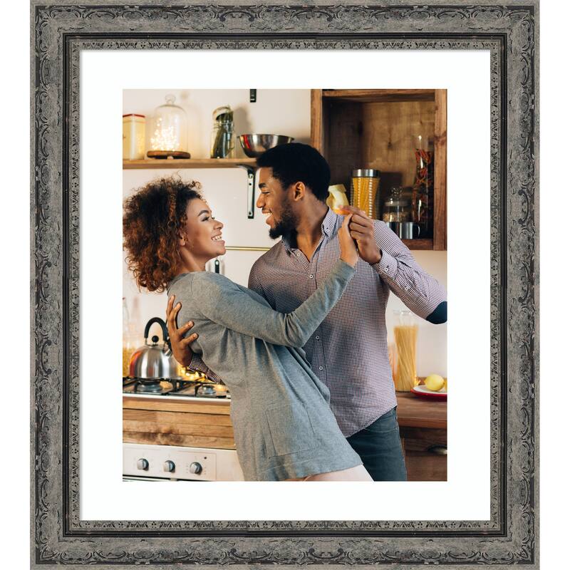 Filigree Picture Frame, Photo Frame - 20x24 Matted to 16x20 - Filigree Matte Black