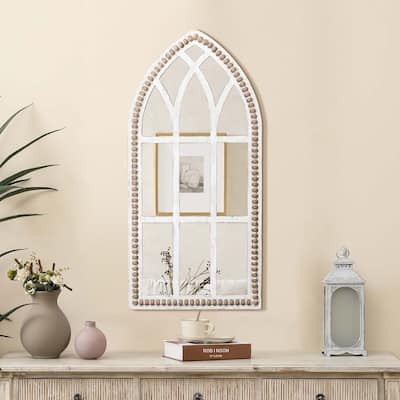 The Gray Barn Spehar Rustic Wood Cathedral Wall Mirror