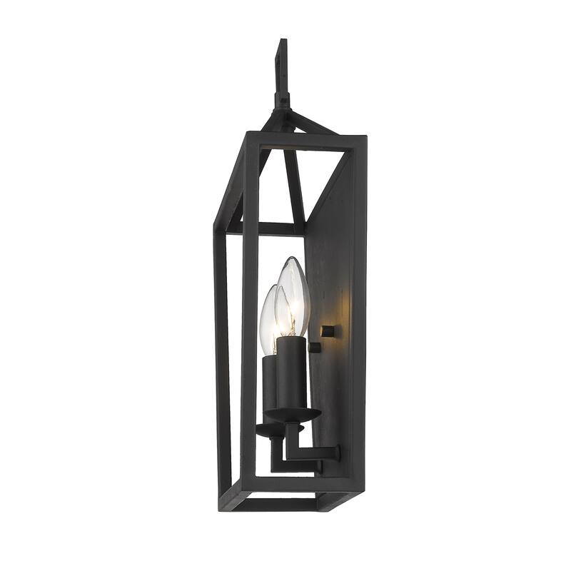 Lantern No Glass Traditional Wall Sconce Light Fixture in Black On