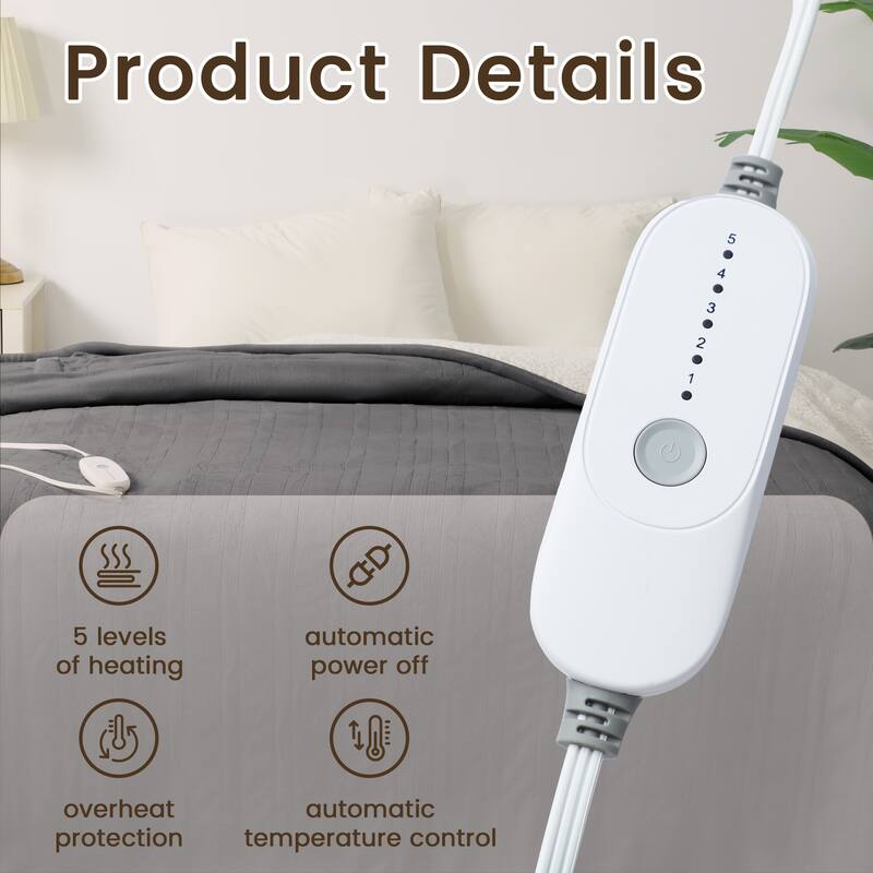 Flannel Electric Heated Blanket With Controller