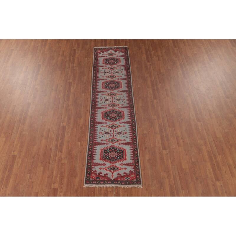 Kazak Oriental Runner Rug Handmade Geometric Wool Carpet - 2'7"x 9'11"