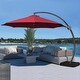 preview thumbnail 25 of 34, 10 ft.Aluminum Curvy Cantilever Offset Hanging Patio Umbrella With Sandbag Base Red