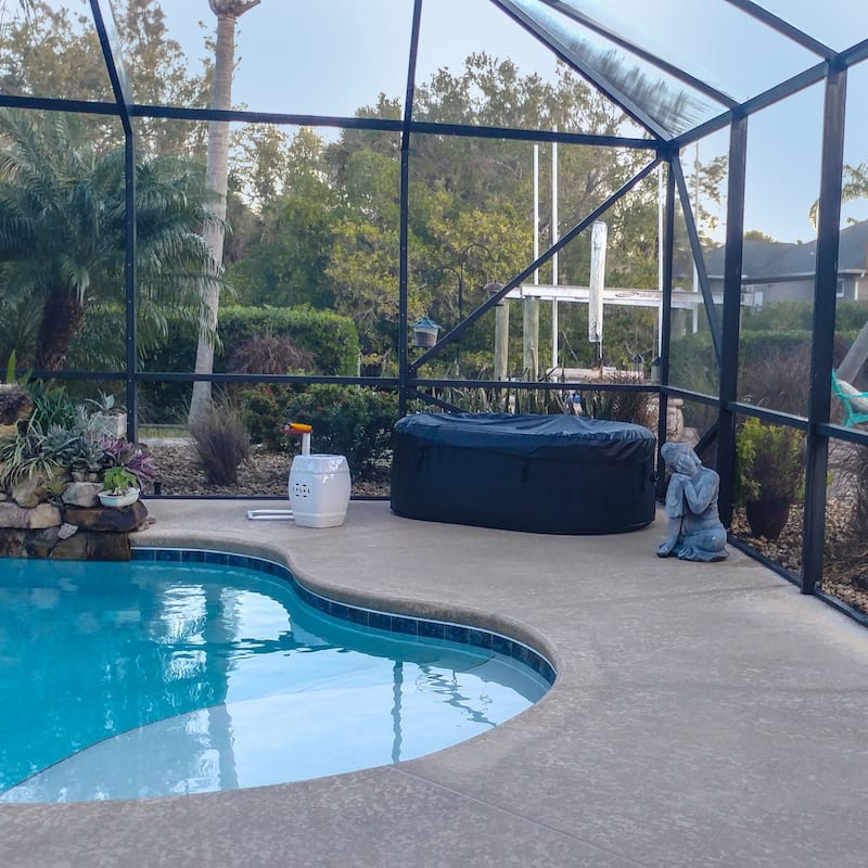 ALEKO Inflatable Hot Tub With Drink Tray and Cover 2 prs Black White