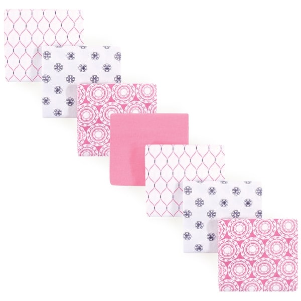 slide 1 of 1, Hudson Baby Infant Girl Cotton Flannel Receiving Blankets Bundle, Medallion, One Size - Medallion - One Size One Size - Medallion