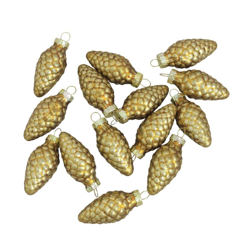 Matte Finish Glass Christmas Pinecone Ornaments 1.75" (45Mm) Gold 56Ct
