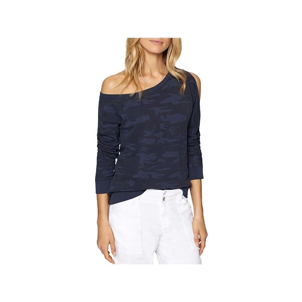 off the shoulder camo sweatshirt