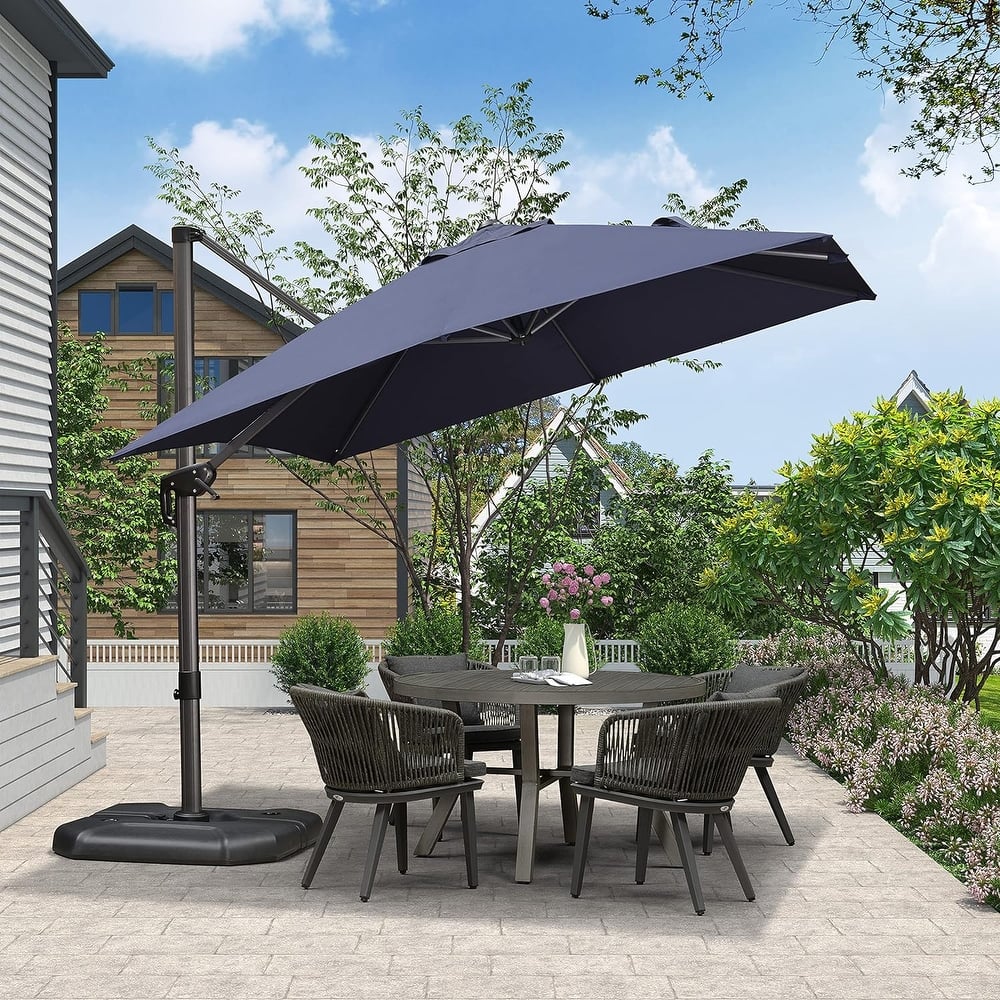 PURPLE LEAF 9 ft 360 Degree Rotation Patio Umbrella With Base