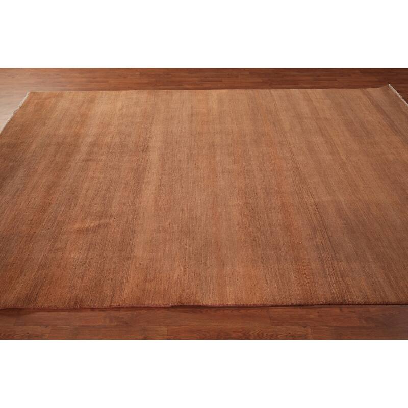 Gabbeh Modern Area Rug Handmade Brown Wool Carpet - 6'8" x 9'8"