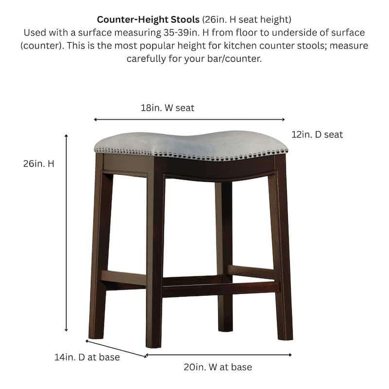 New Ridge Home Goods Julian Counter-Height Bar Stool with Gray Faux Leather Seat