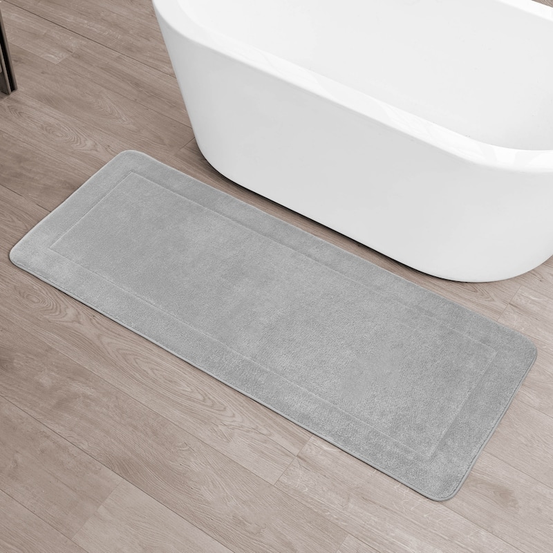 Oliver Brown Terry Memory Foam Bath Mat - 24 x 60 - Light Grey