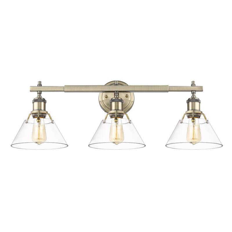 Orwell 3-Light Vanity Light in Aged Brass with Clear Glass - Gold
