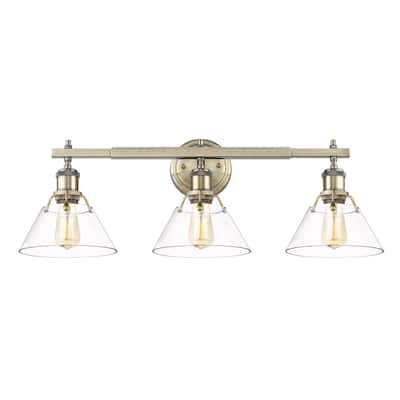 Orwell 3-Light Vanity Light in Aged Brass with Clear Glass - Gold
