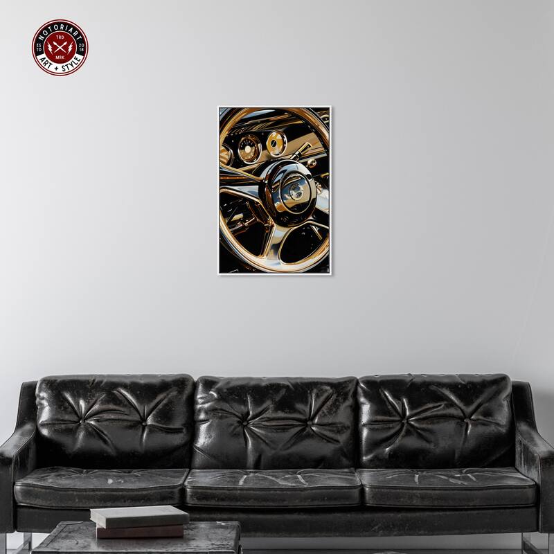 Notoriart Elegant Steering Wheel Framed Car 1 Piece Canvas Wall Art