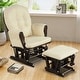 preview thumbnail 1 of 9, Costway Glider and Ottoman Cushion Set Wood Baby Nursery Rocking Chair Beige