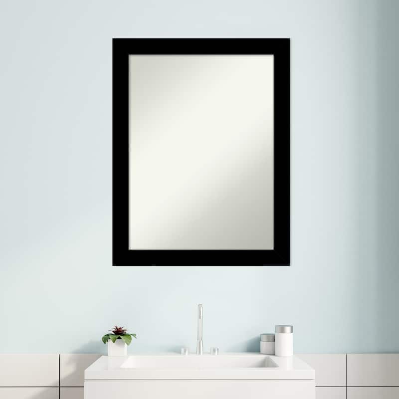 Basic Narrow Non-Beveled Wood Framed Bathroom Vanity Wall Mirror