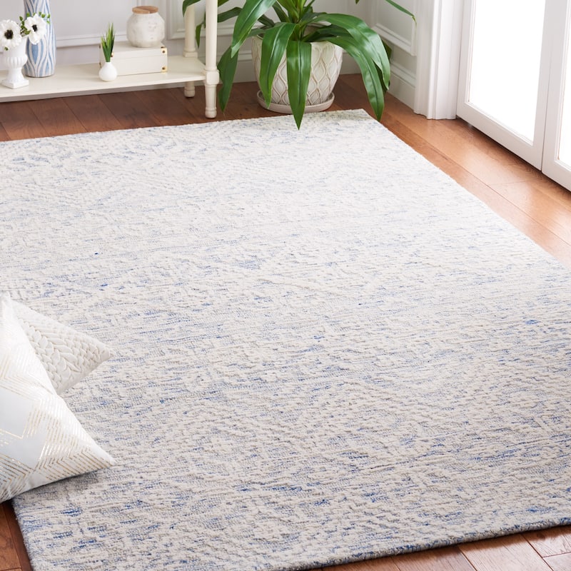 SAFAVIEH Handmade Metro Aspasija Modern Wool Rug - 5' x 8' - Blue/Ivory