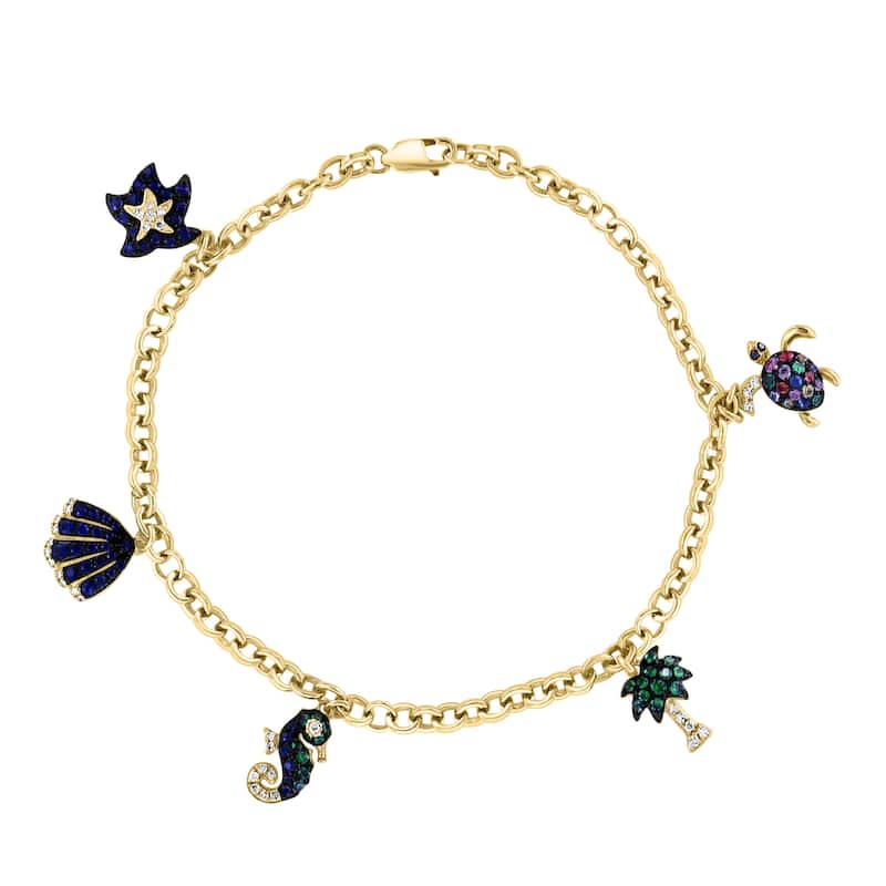 EFFY 14K Gold Multi Sapphire Sealife Bracelet