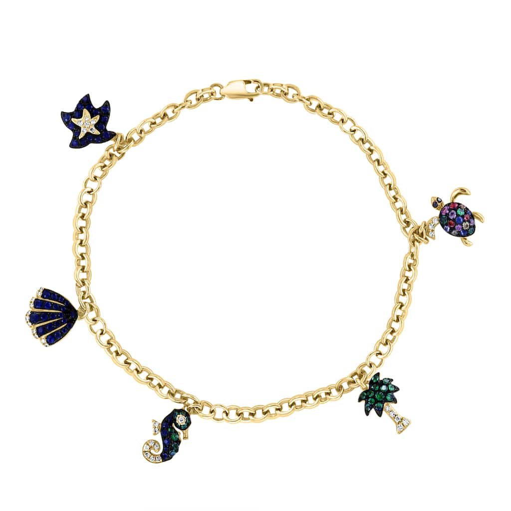 EFFY 14K Gold Multi Sapphire Sealife Bracelet