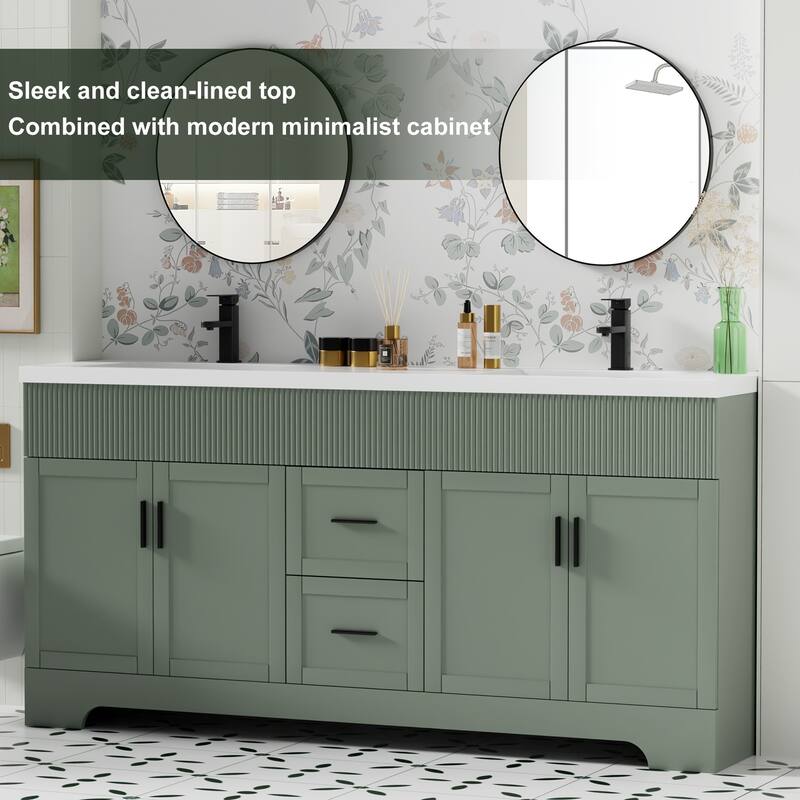 Modern 24"/30"/36"/48" Wave-Line Bathroom Vanity Set with Sink & Faucet