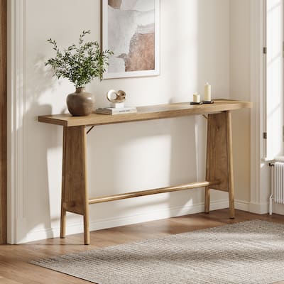 63" Long Wood Console Sofa Table with Metal Legs for Entryway