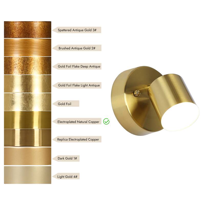 Modern Mini 1-Light LED Gold Brass Wall Sconces Metal Bathroom Vanity Lights - 4.7" L x 6" W x 4.7" H