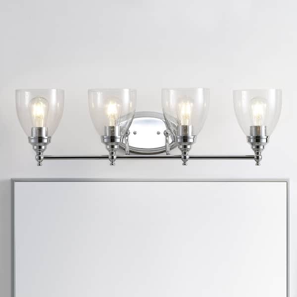 slide 1 of 12, Marais 30" 4-Light Metal/Glass LED Wall Sconce, Chrome by JONATHAN Y