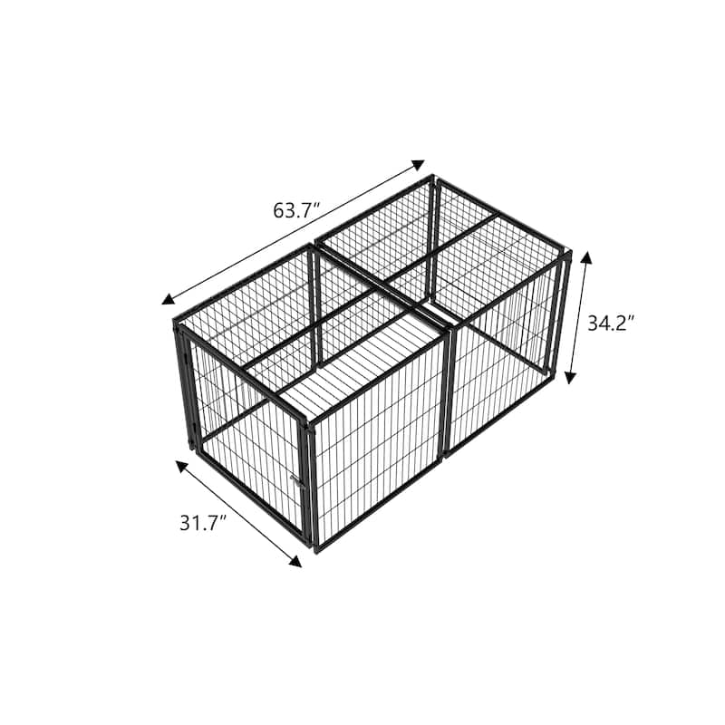 Large Dog Cage 63.7" Dog Kennel for Medium Dogs Puppy Dog Playpen with Top, Pet Cage, Indoor, Black.63.7"L x 34.2"W x 31.7"H.