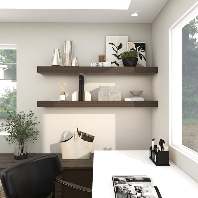 Gray Leather Handmade Box with Hinged Lid (Set of 2) - White or Gold