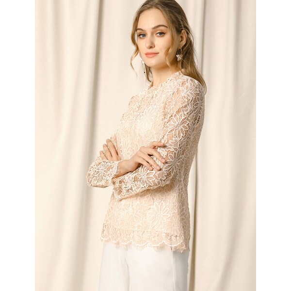 Gold lace top long sleeve clearance