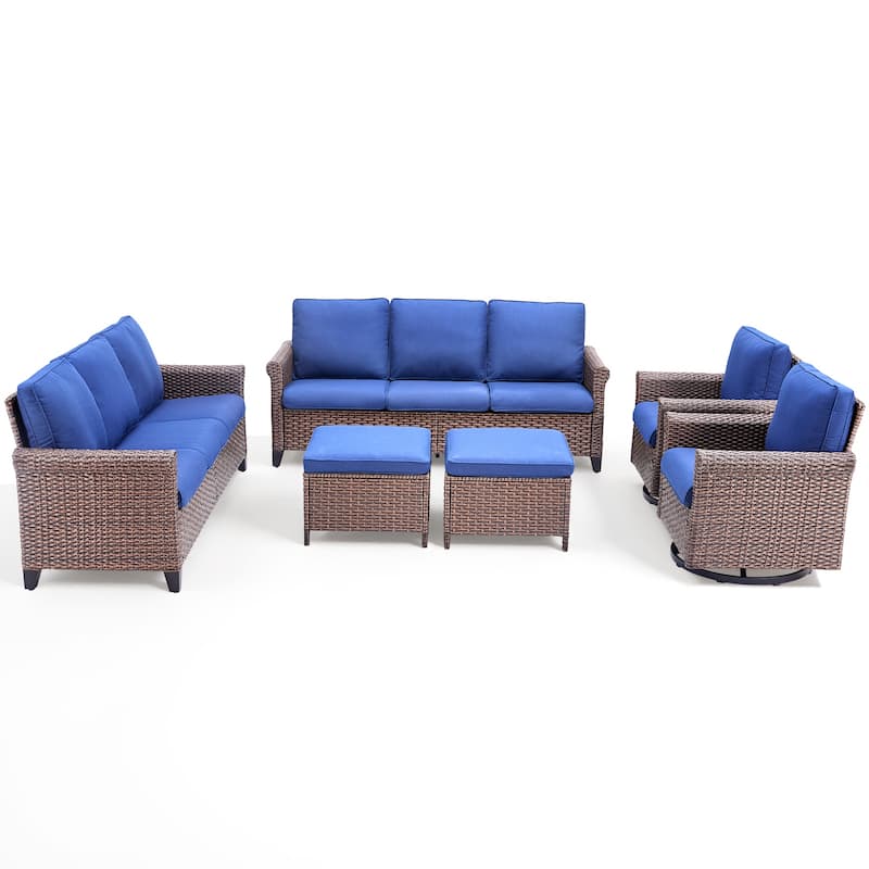 Pocassy Outdoor Sofa with Swivel Chairs Funiture Set