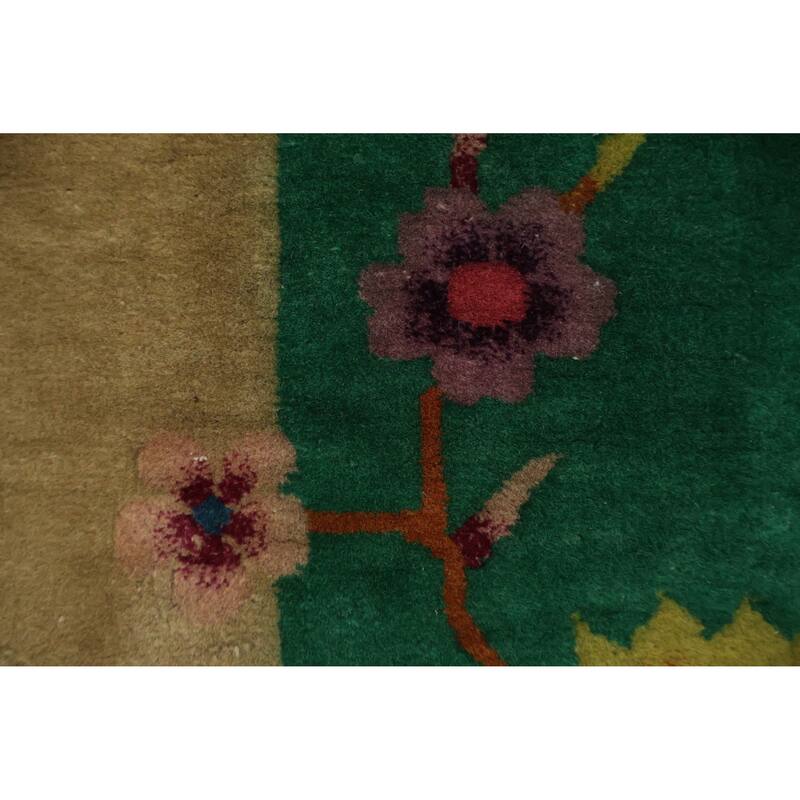 Hand Knotted Oriental 100% Wool Carpet Traditional Floral Brown Art Deco Area Rug - 11' 6'' X 8' 11''