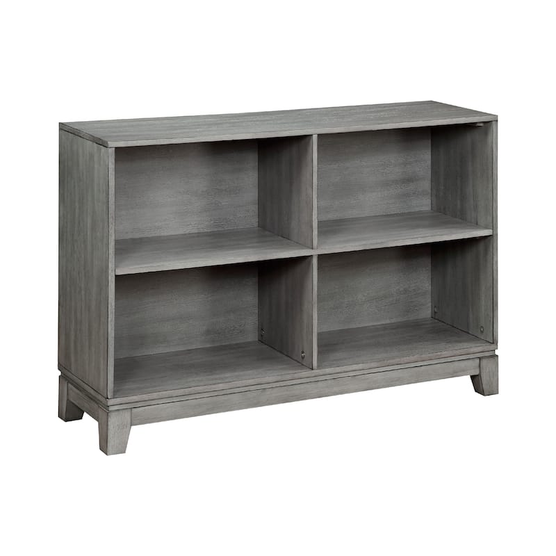 Thiem Cubby Bookcase, 43 Inch Wide 4 Shelves, Rustic Gray Veneer